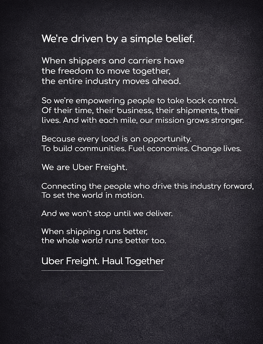 Uber Freight manifesto